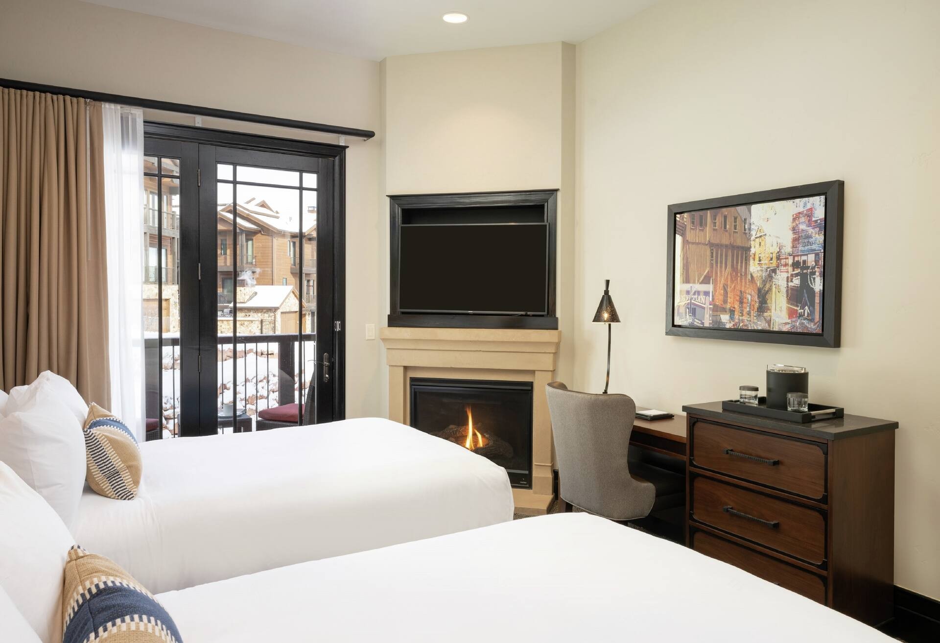 Guestroom with Gas Fireplace 2 Queen